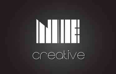 NE N E Letter Logo Design With White and Black Lines.