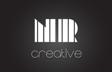 NR N R Letter Logo Design With White and Black Lines.