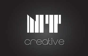 NT N T Letter Logo Design With White and Black Lines.