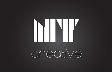 NY N Y Letter Logo Design With White and Black Lines.