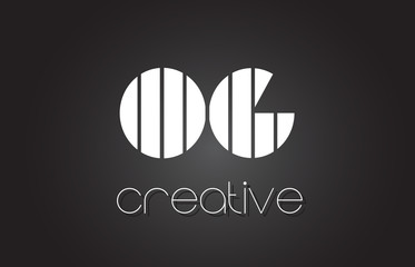 OG O G Letter Logo Design With White and Black Lines.