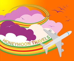 Honeymoon Travels Means Destinations Vacational 3d Illustration