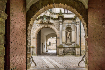 Fototapeta na wymiar Three Gateways into the yard of the Kronborg castle. HDR-Photo