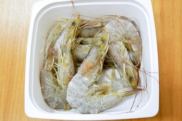 Fresh Shrimp or Prawn in freezing process 