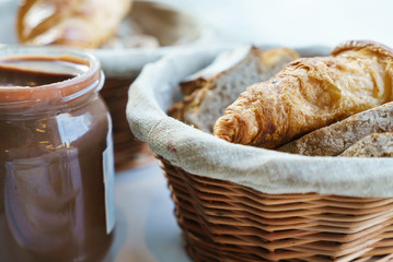 chocolate paste with fresh bread