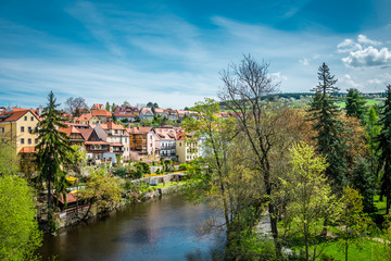 Obraz premium Medieval town of Český Krumlov on the Vltava river, Southern Bohemia