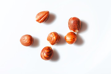 hazelnuts on the white