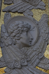 Bas-reliefs of angels at the entrance to the temple