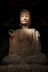 Kissenbezug Stone Buddha and relics from Zhongshan Grottoes Xian, China © David Davis