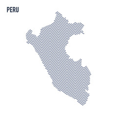 Vector abstract hatched map of Peru isolated on a white background.