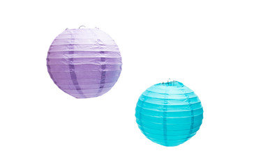 Paper chinese lanterns on white background