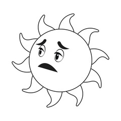 outlined sunny face smiling character icon vector illustration