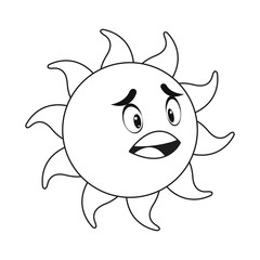 outlined sunny face smiling character icon vector illustration