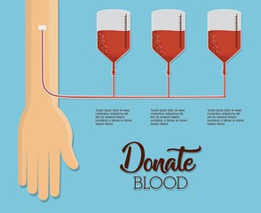 infographic presentation with blood bags and hand  icon colorful design vector illustration
