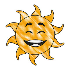 cute hand drawn smiling cartoon character of sun vector illustration