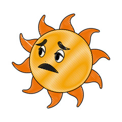 cute hand drawn smiling cartoon character of sun vector illustration