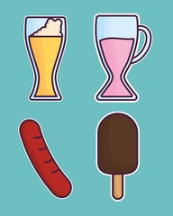 fast food related icons over blue background colorful design vector illustration