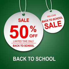 Back to school sale background. Vector illustration