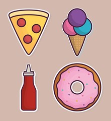 fast food related icons over brown background colorful design vector illustration