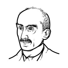 Henry Bergson Hand Drawing outline. Henry Bergson vector illustration