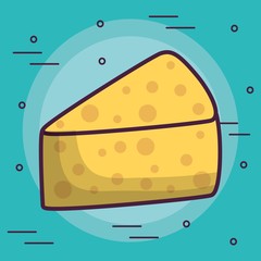 piece of cheese icon over turquoise background colorful design vector illustration