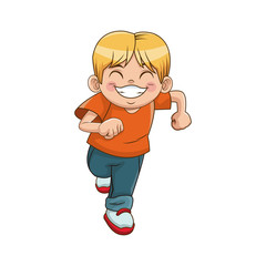 happy boy cartoon kid emotion smile image vector illustration