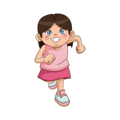 cute little girl character happy smiling image vector illustration