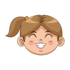 cute cartoon girl laugh face expression vector illustration