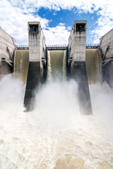 Draining water from the hydroelectric dam.