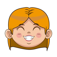 cute cartoon girl laugh face expression vector illustration