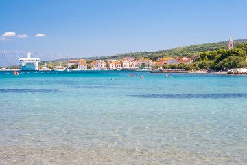 Supetar harbor and summer resort.on the island of Brac, Croatia, Europe.