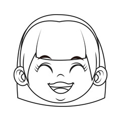 cute cartoon girl laugh face expression vector illustration