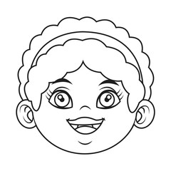 cute cartoon girl laugh face expression vector illustration