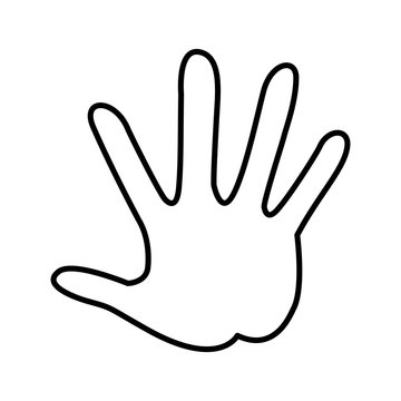 outlined hand showing five finger palm image vector illustration