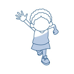 cartoon african american girl with curly hair vector illustration