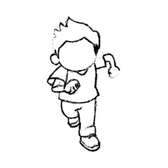 sketch little boy young cheerful celebration vector illustration