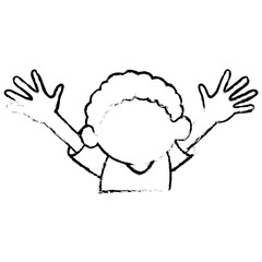 sketch little boy young cheerful celebration vector illustration