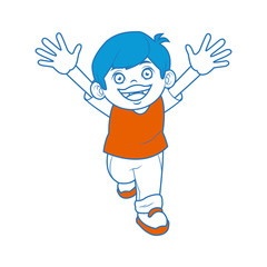 happy boy with big smile celebration cartoon vector illustration