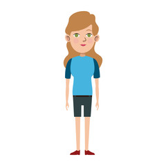 cute woman looking away view front vector illustration