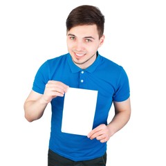 Portrait of a handsome young man on a white background.