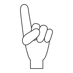 hand with index finger up icon image vector illustration design  black line
