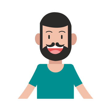 happy smiling man with full beard and mustache  icon image vector illustration design 