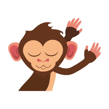 relaxed or in bliss cute expressive monkey cartoon  icon image vector illustration design 