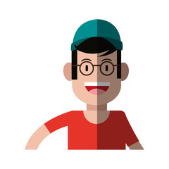 Obraz premium happy smiling man with baseball cap and glasses icon image vector illustration design 