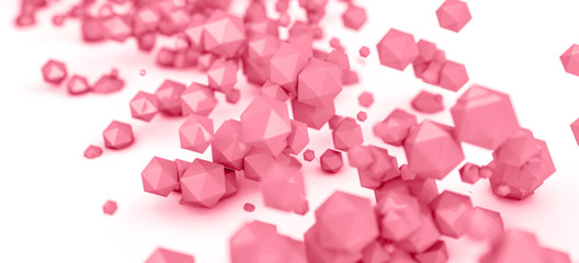 grafischer Design Hintergrund mit rosa 3D Polygon Kugeln