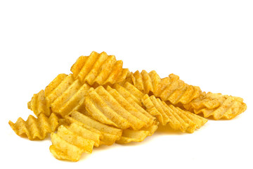 Potato chips isolated on white background