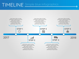 Simple blue timeline 18, infographics vector
