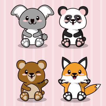 Kawaii Animals Vector Art Icons and Graphics for Free Download