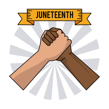 juneteenth day handshake color freedom celebration vector illustration