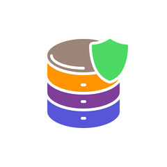 Database with shield colorful icon, Server protection vector flat sign. Symbol, logo illustration